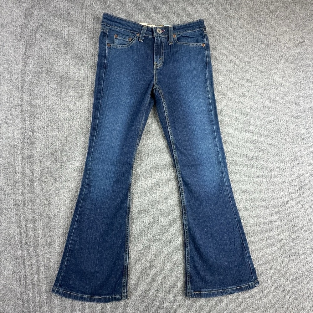 Y2K Levi's 519 Low Flare Jeans Juniors 5 Short Medium Wash Blue Low Rise Stretch